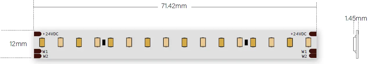 Striscia LED flessibile bianca doppia dimensione di taglio