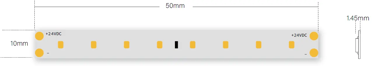 Striscia luminosa a nastro flessibile a led che taglia le dimensioni