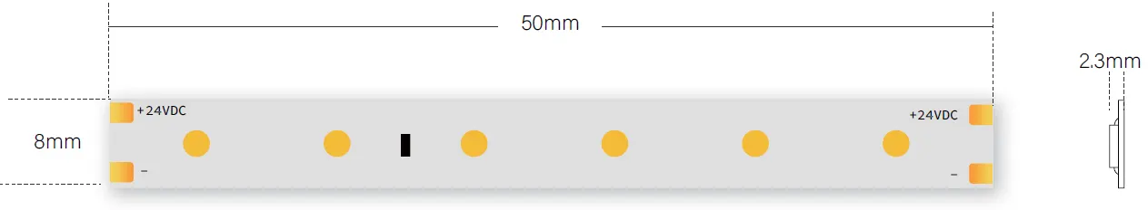 IP20 LED Flexibele Strip snijformaat