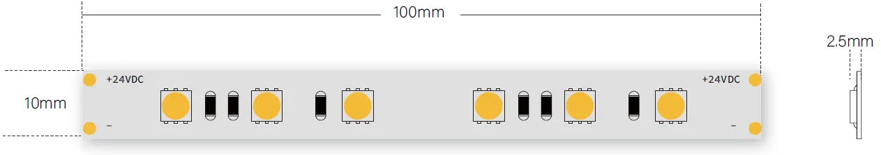 Tamaño de corte de la cinta de luz LED