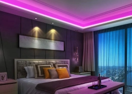 LED flexible strip in bedroom ceiling