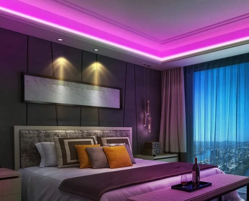 LED flexible strip in bedroom ceiling