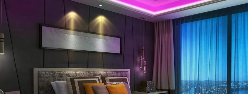 LED flexible strip in bedroom ceiling