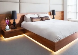 Flexibele LED-strips onder het bed