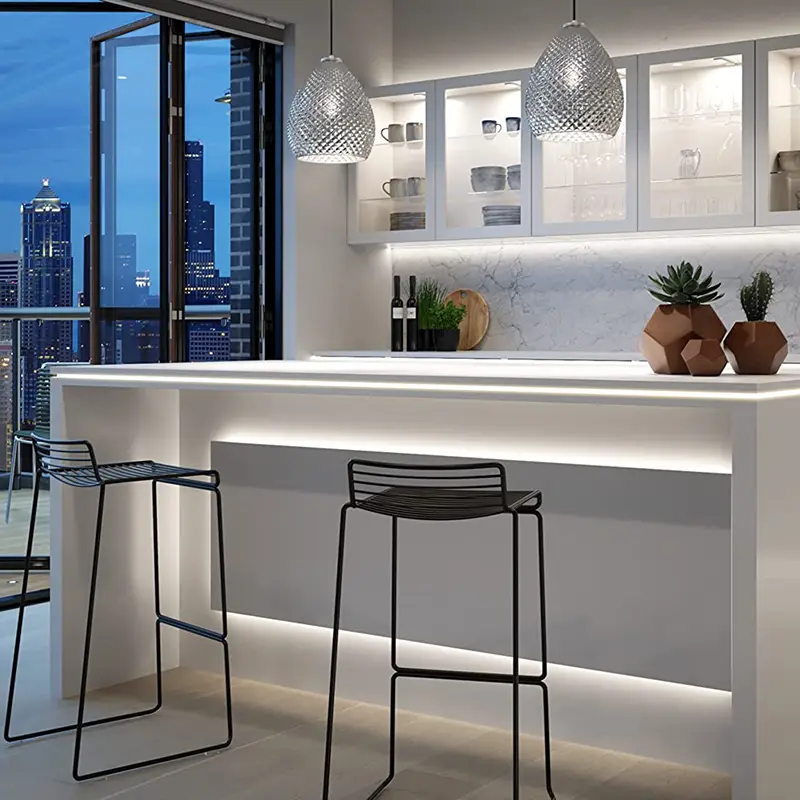 LED flexible strips in the kitchen island