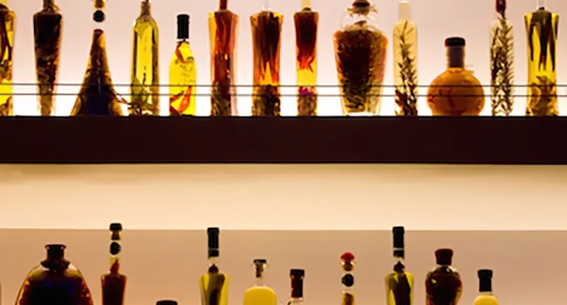 LED flexible strips on the kitchen shelf