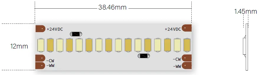 Tunable white LED flex cutting size