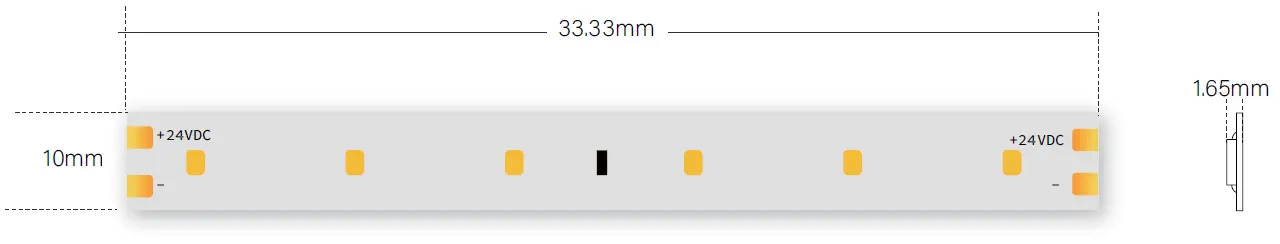 dimensão de corte da fita LED flexível de 24V