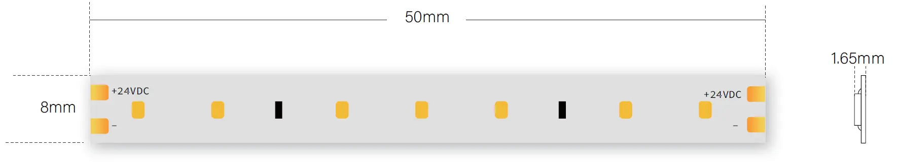 Dimensión de corte de la tira flexible LED