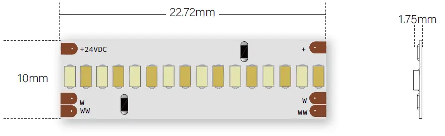 tamanho de corte da fita LED ajustável CCT