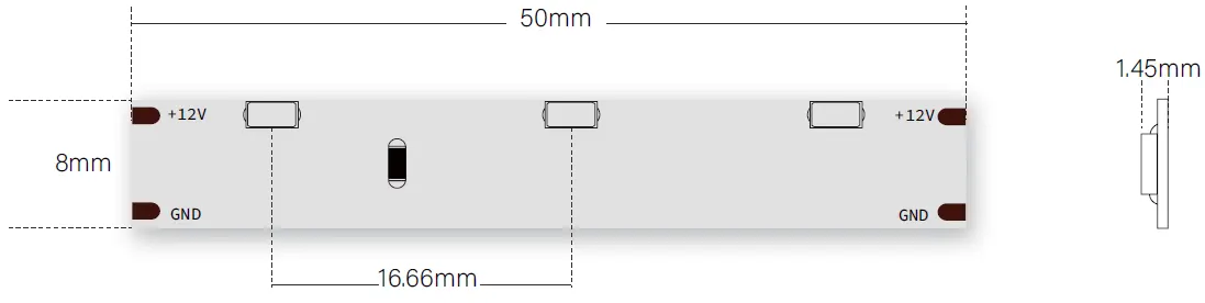 Tamanho de corte da Fita LED de emissão lateral