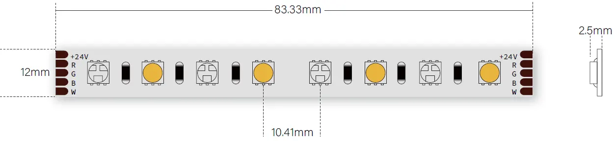 Bande lumineuse RGB à LED blanches à couleurs changeantes, de taille réduite