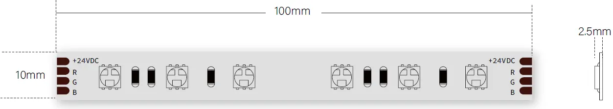 fita flexível LED RGB de tamanho de corte