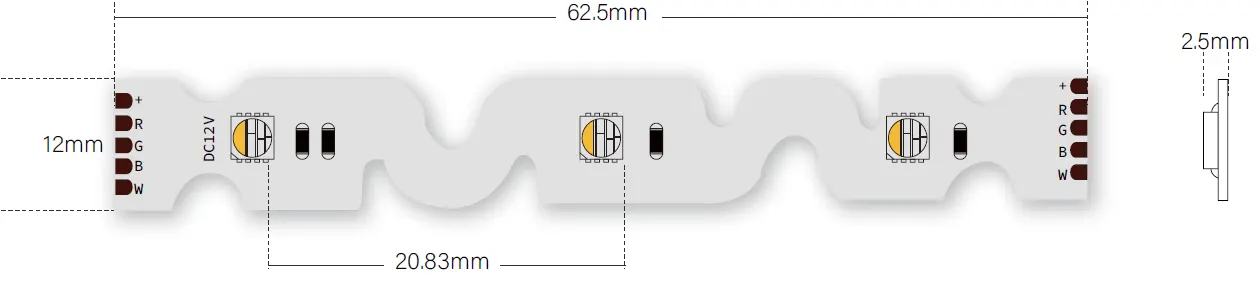 Taille de coupe Bande LED en zigzag