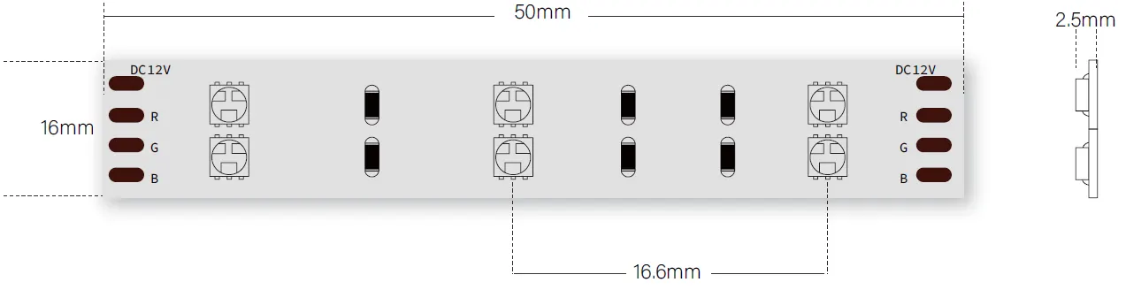 cutting size of Color Changing Flexible LED Strip