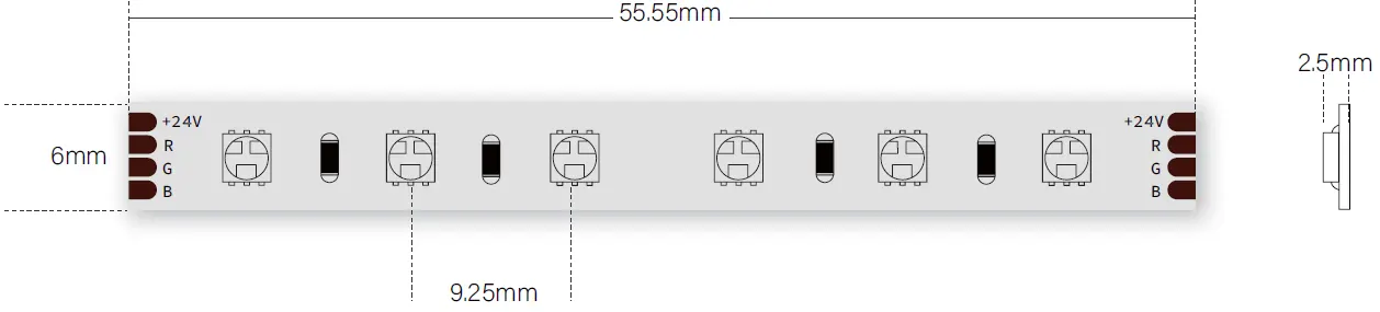 フレキシブルRGB LEDストリップライトの切断サイズ