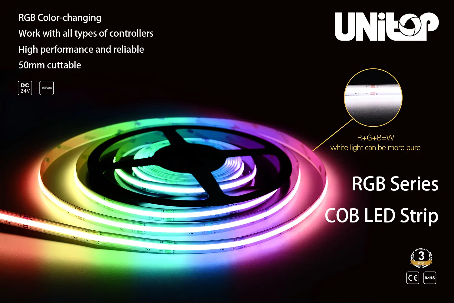 Светодиодная лента COB RGB-840-10мм-5м