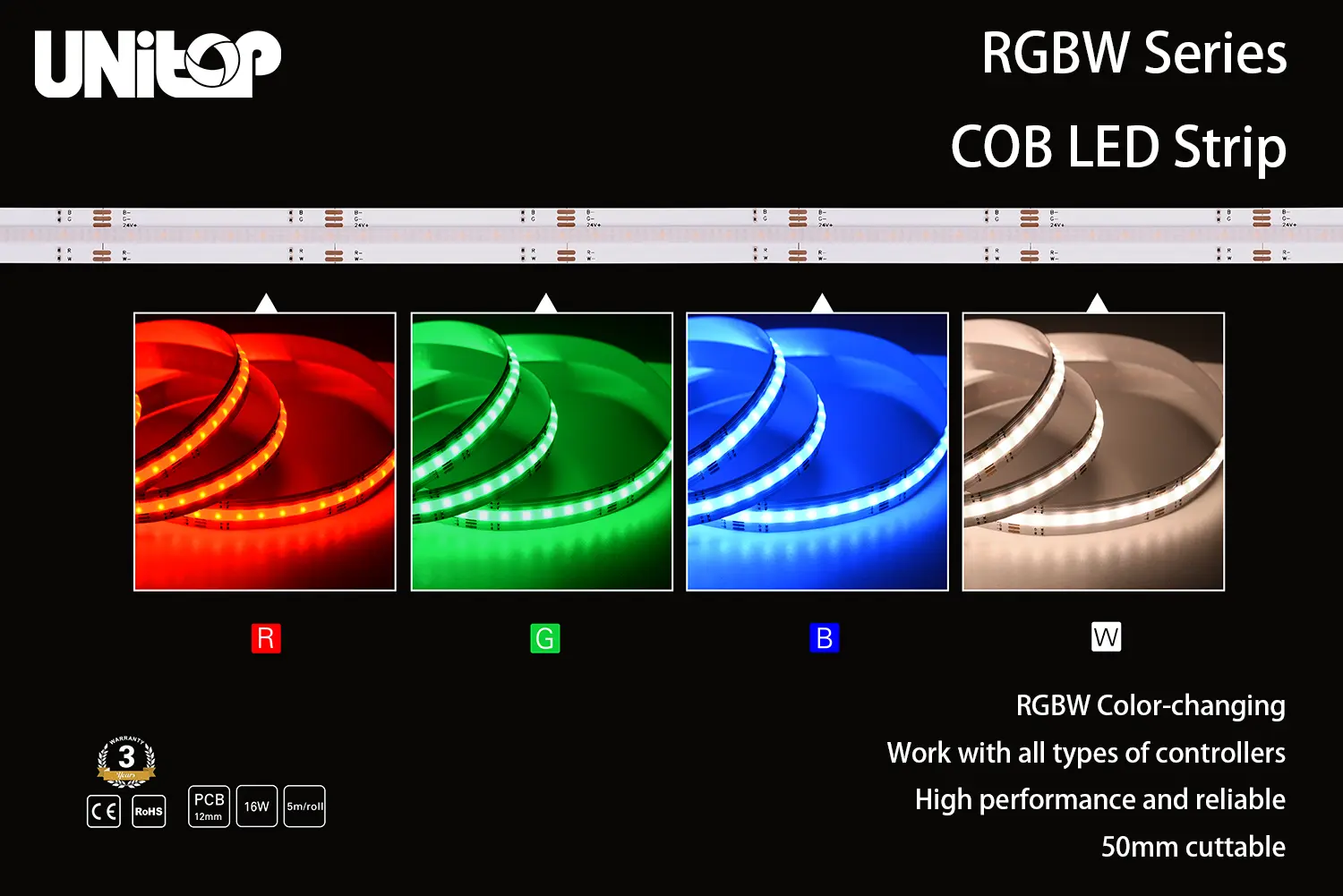 COB LED szalag RGBW-560-12mm-5m