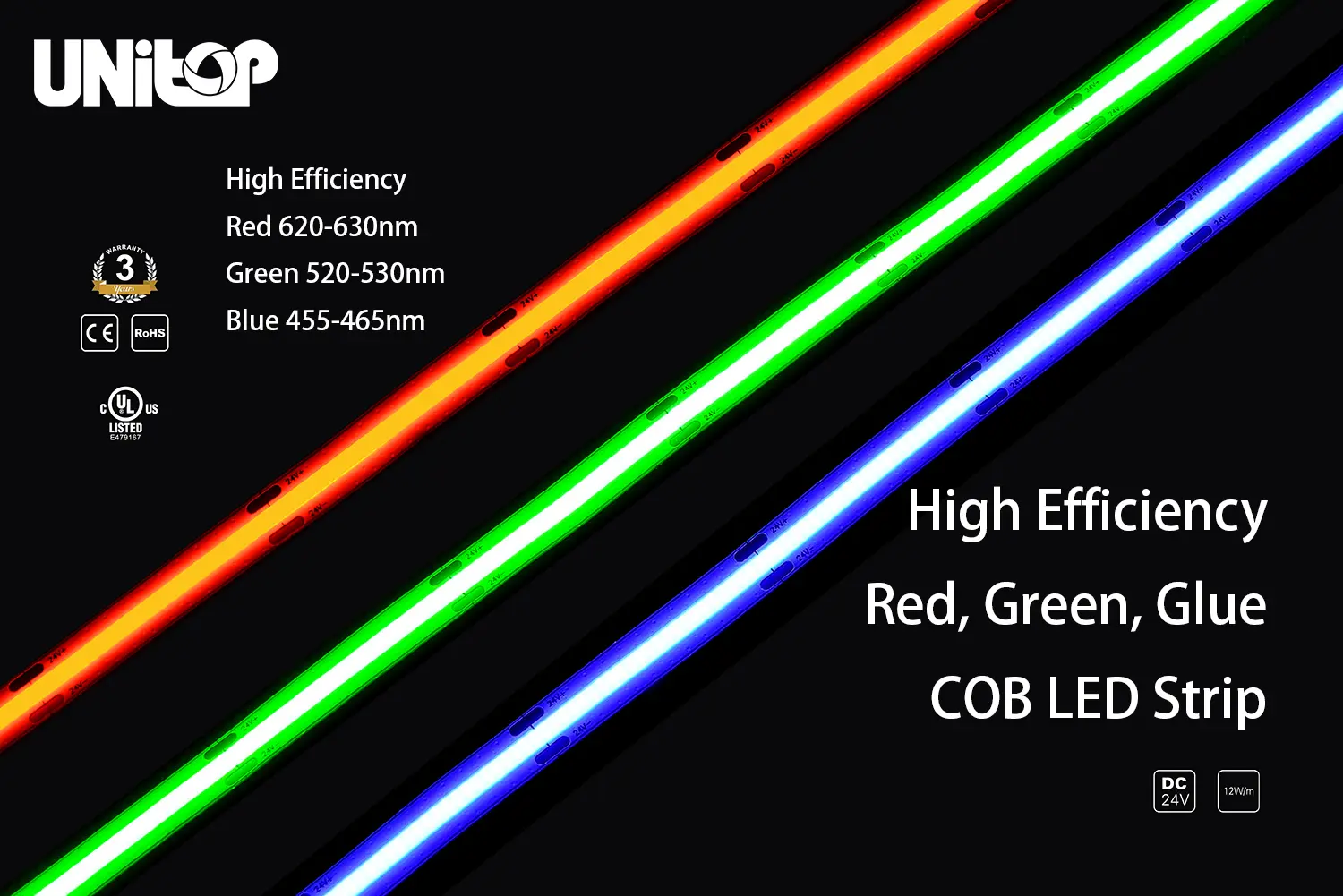 COB LED Strip-single kleur-480-10mm-5m