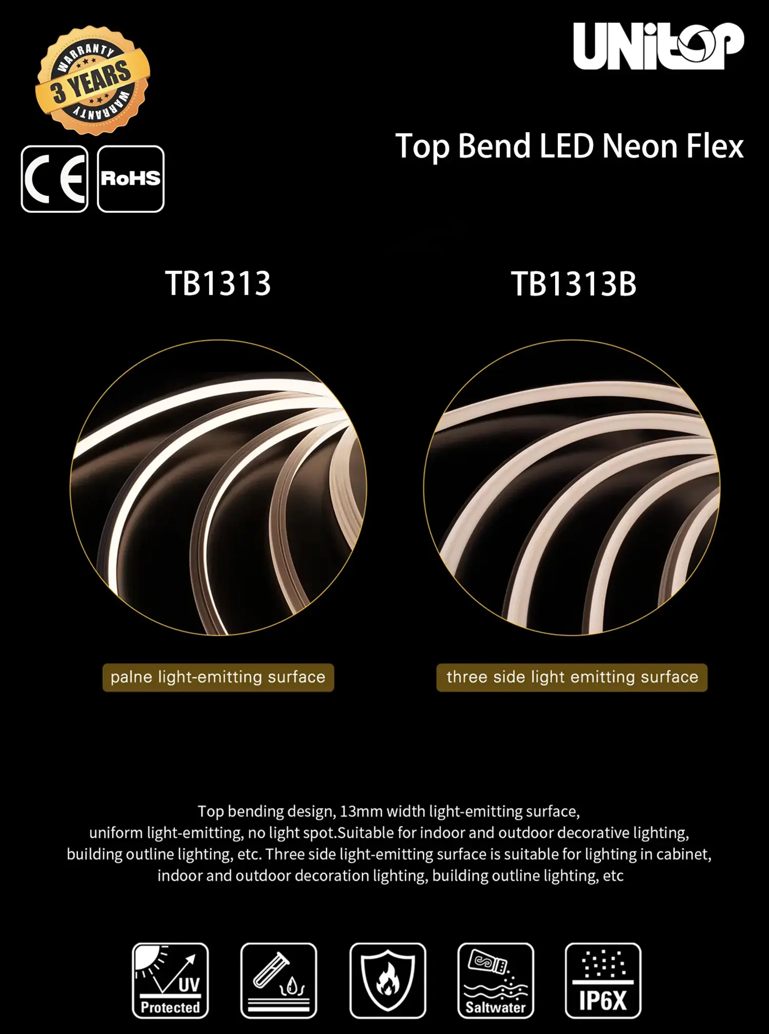 TB1313 Top Bend LED Neón Flex