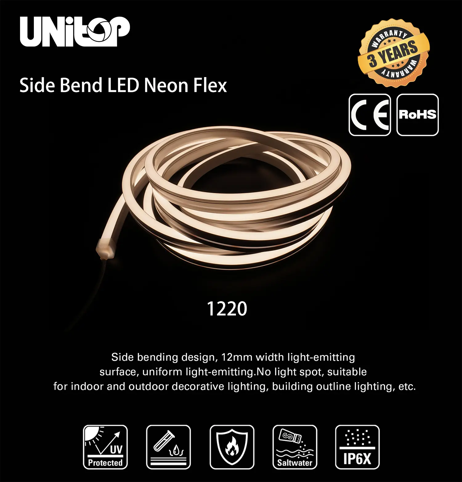 1220 Curva lateral LED Neón Flex
