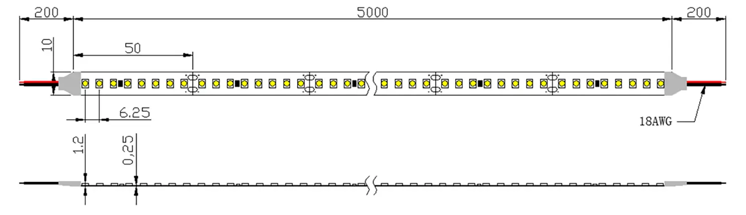 Dimension High Density LED Strip UTFS-HD2835-160-2410