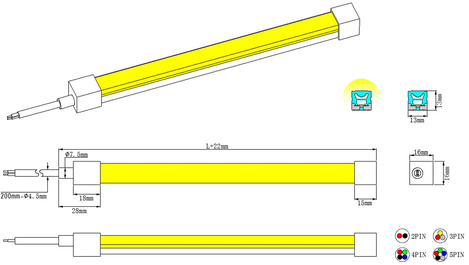 TB1313B Dimensione flessibile al neon LED Top Bend