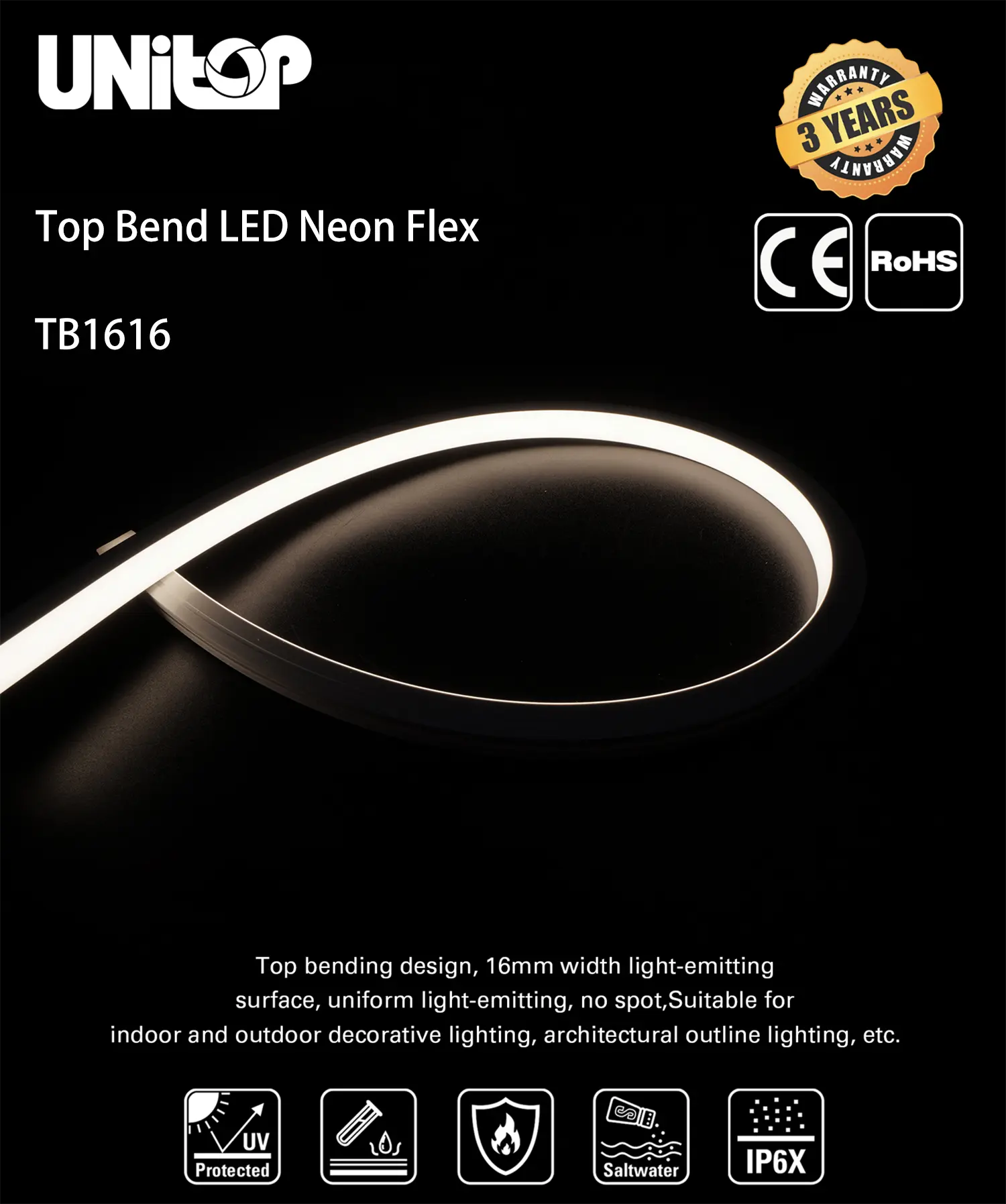 TB1616 Curvatura superiore LED Neon Flex