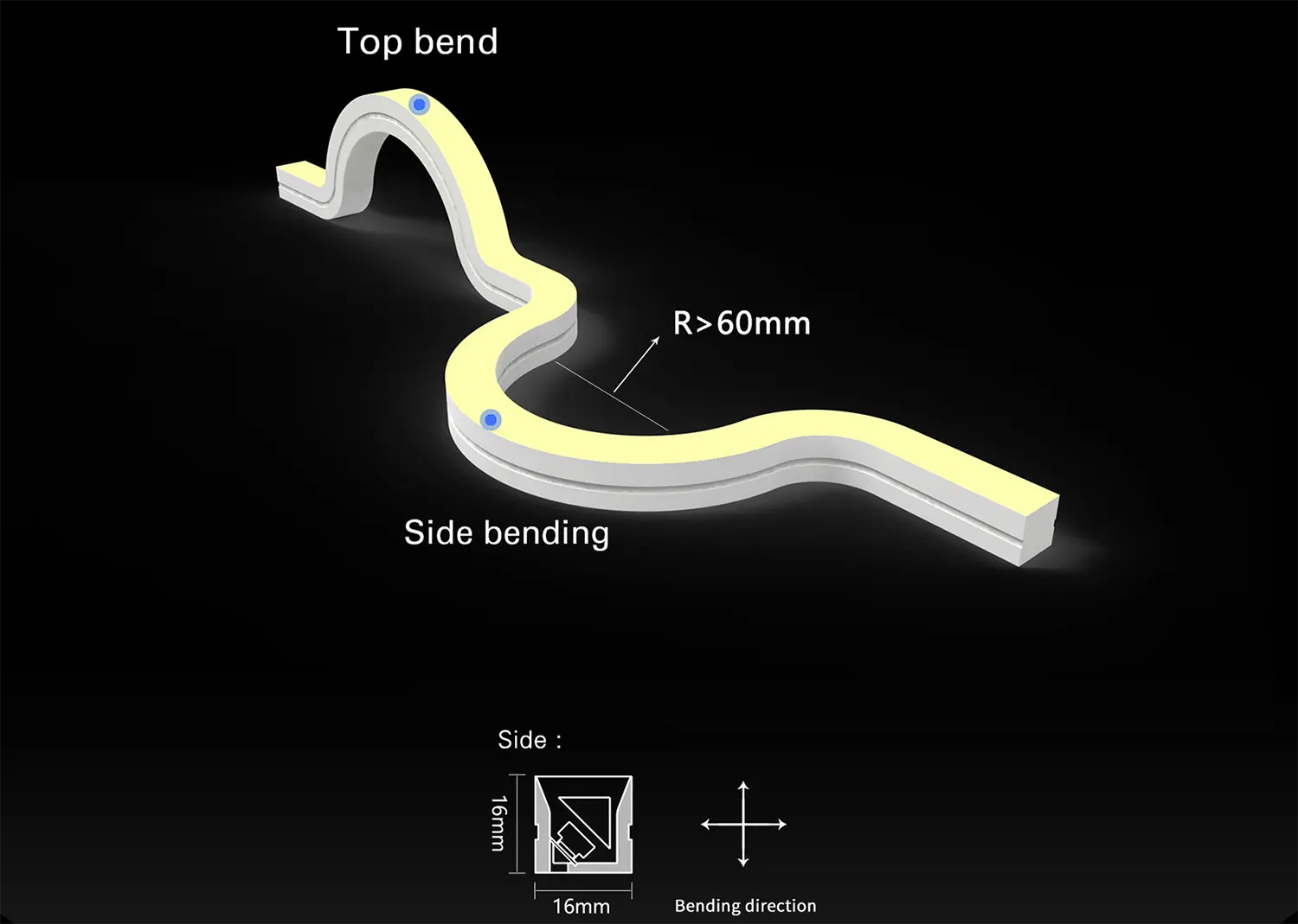 top and side bending LED Neon Flex 1616