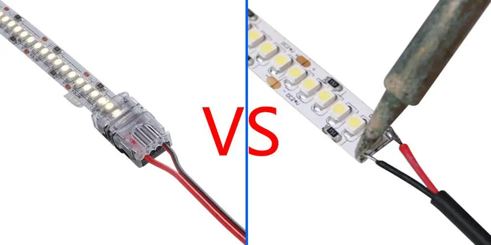 Ligações de tiras LED por clipagem vs. soldadura