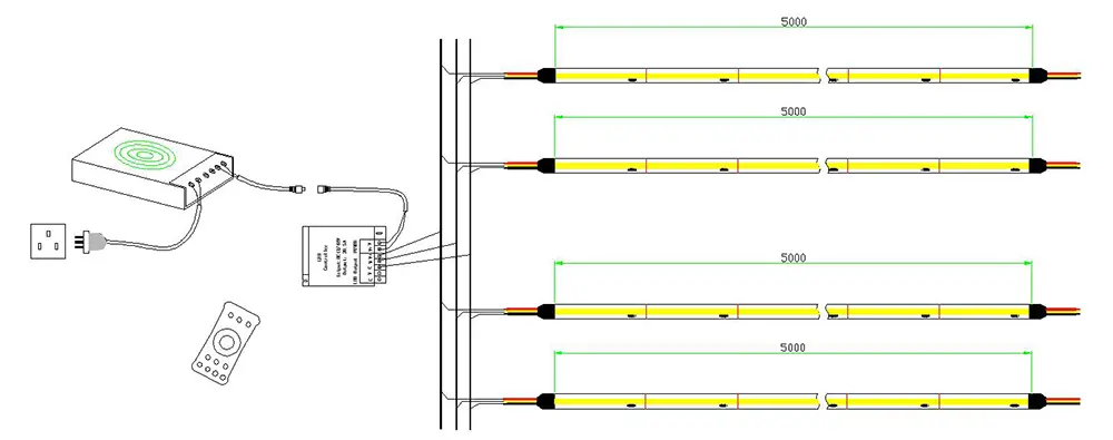 Tunable white LED strip wiring
