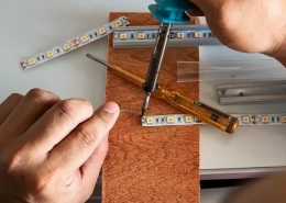 Demonstrating soldering on an LED strip2