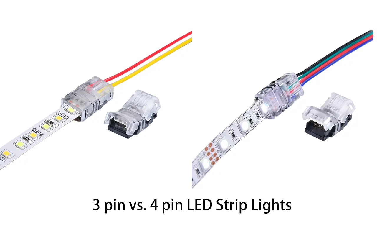 3핀 대 4핀 LED 스트립 조명