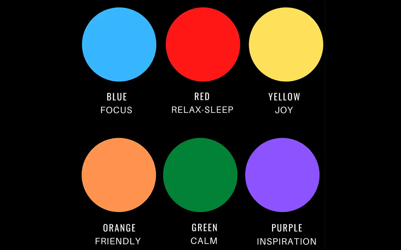 Colores de luz LED para distintos estados de ánimo