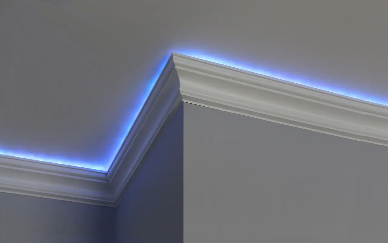 incorporating LED strip lights into crown molding