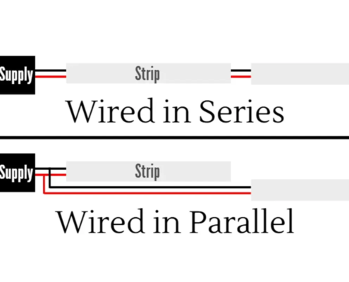 Ligação de fitas de LED em "série" vs "paralelo"